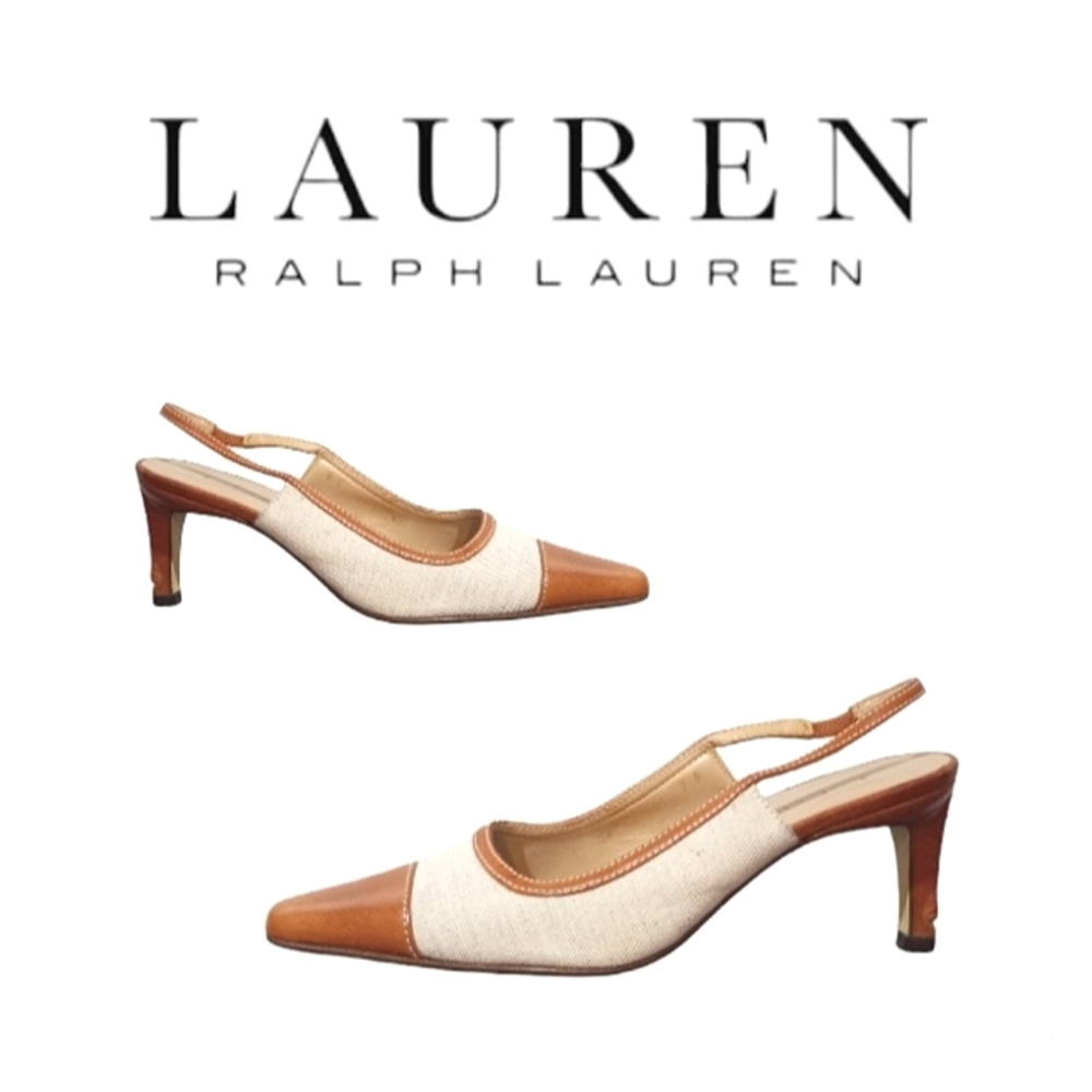 Vintage Lauren Ralph Slingback Kitten Heel Size 7 Capsule Wardrobe Timeless